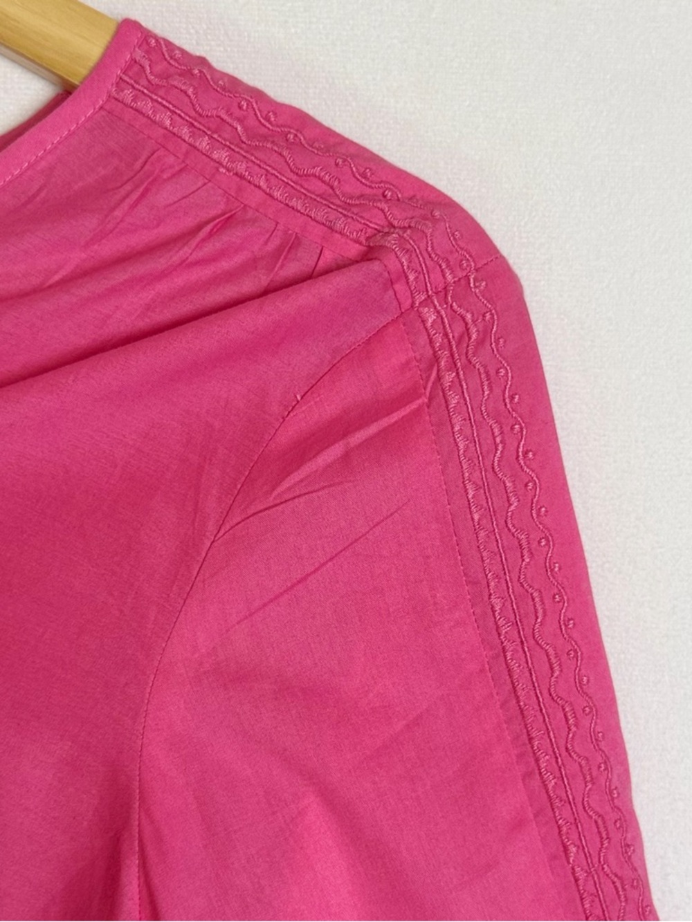 Soft Surroundings Women’s Pink Boho Top Sz L Eyelet Bell Sleeve Cottagecore - Picture 3 of 11